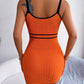 Contrast Spaghetti Strap Cutout Sweater Dress