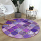Purple Decorative Round Rug, Purple Living Room Area Carpet, Non Slip