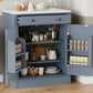 Modern Freestanding Kitchen Pantry,Buffet Food Storage, Coffee Bar