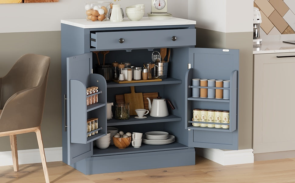Modern Freestanding Kitchen Pantry,Buffet Food Storage, Coffee Bar