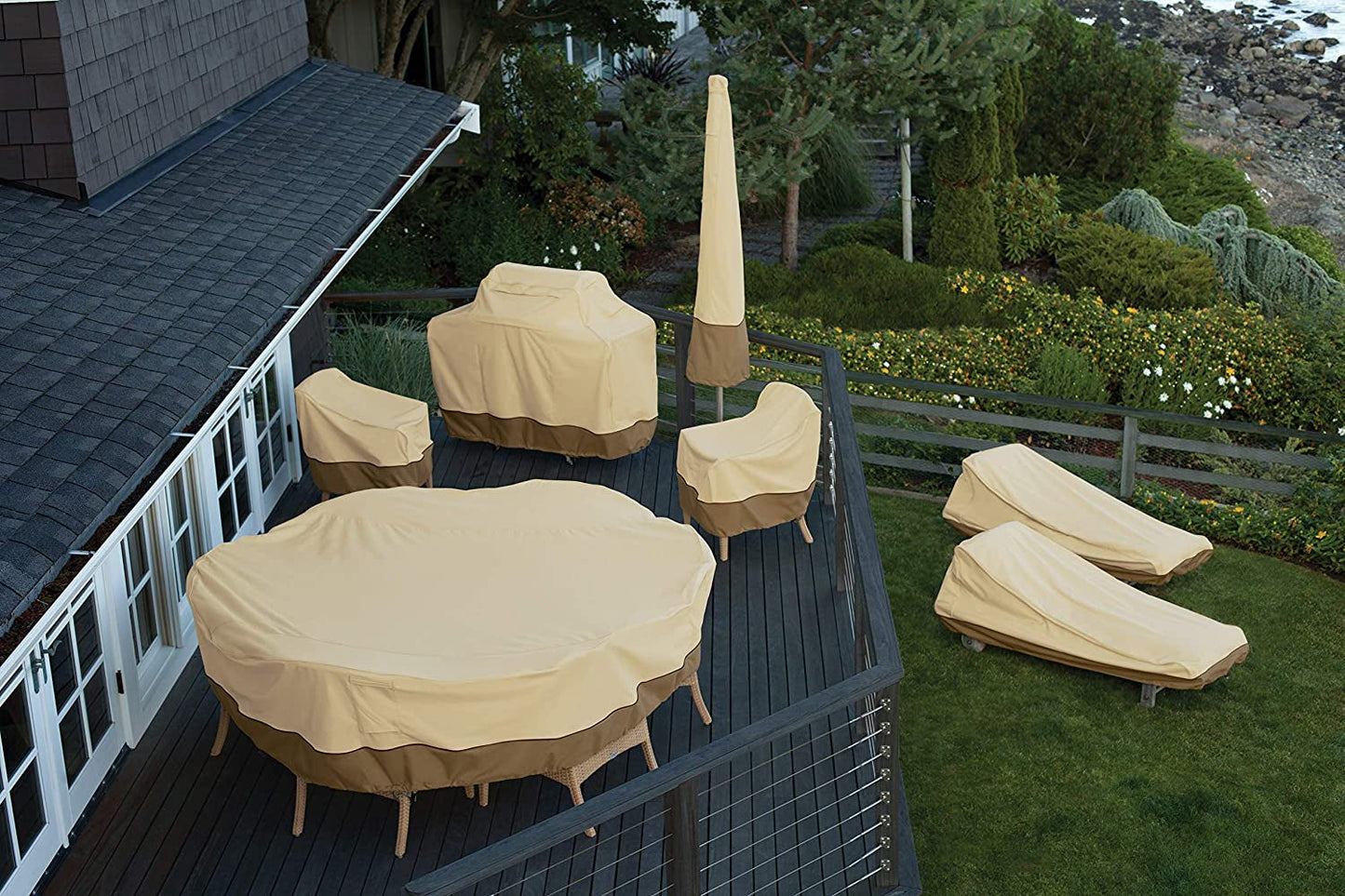 Waterproof 13ft Offset Umbrella & Frame Cover Set