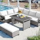 5-Piece Outdoor Patio Rattan Sofa Set, Sectional PE Wicker L-Shaped
