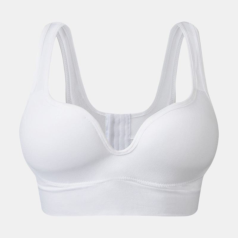 Back Button Up Bra With Wide White Straps
