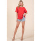 RED TEXTURED KNIT TOP | Solid / S