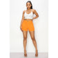 W HIGH WAISTED SUPER-STRETCH WOMEN'S COLORED SHORTS | S / Orange