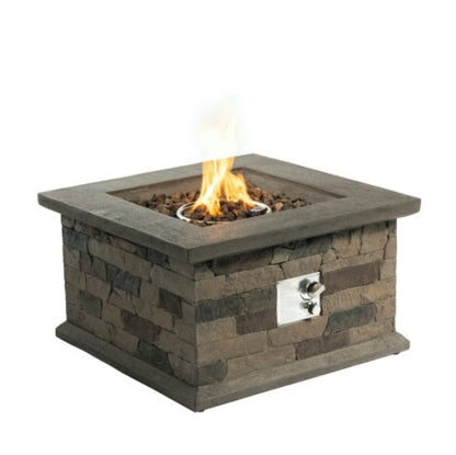 Outdoor Propane Fire Pit Table 28-inch Imitation Stone Square Concrete