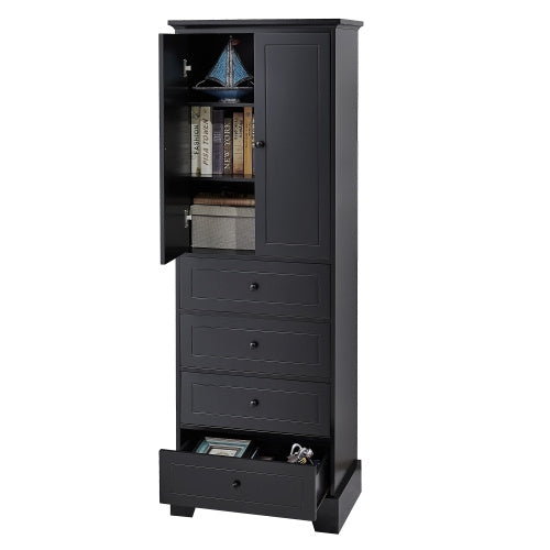 Cabinet With 2 Doors And 4 Drawers For Bathroom, Office