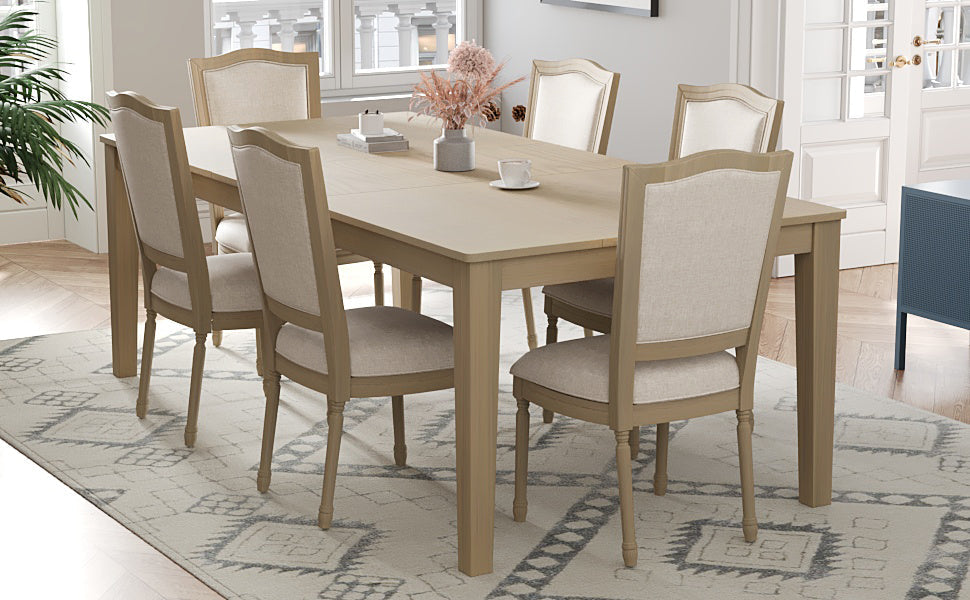 Rustic 7-Piece 78.1inch Extendable Dining Table Set with 18inch