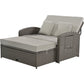 PE Wicker Rattan Double Chaise Lounge, 2-Person Reclining Daybed with