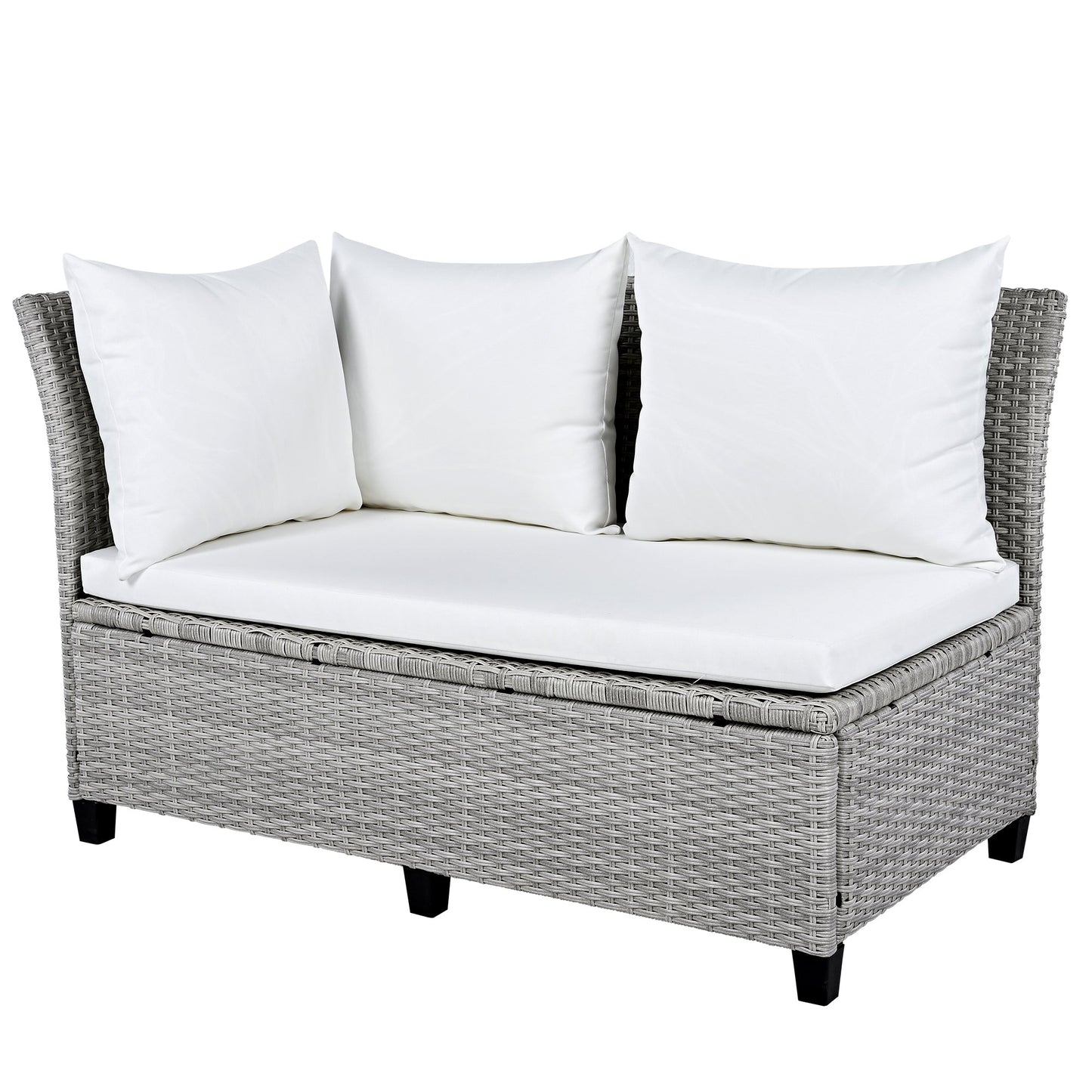 5-Piece Outdoor Patio Rattan Sofa Set, Sectional PE Wicker L-Shaped