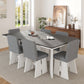 Modern 7-Piece Dining Table Set with 6 Upholstered Dining Chairs, Dark