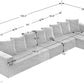 Modular Sectional Sofa 159" U-Shaped, Black Chenille