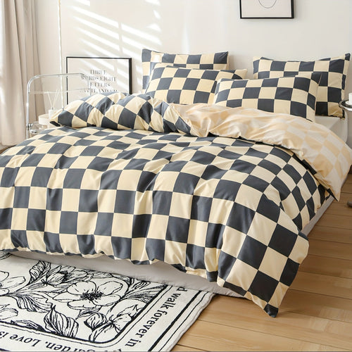 3Piece Checkered Duvet Cover Set for Bedroom