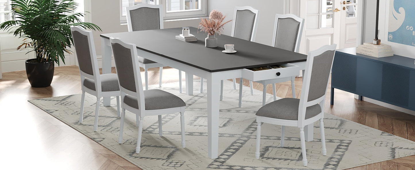 Rustic 7-Piece 78.1inch Extendable Dining Table Set with 18inch