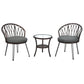 Outdoor Leisure Set, 2 Rattan Single Chairs with A Glass Round Table,