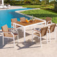 7 Piece Patio Dining Table Set, Outdoor Wicker Furniture Set of 6