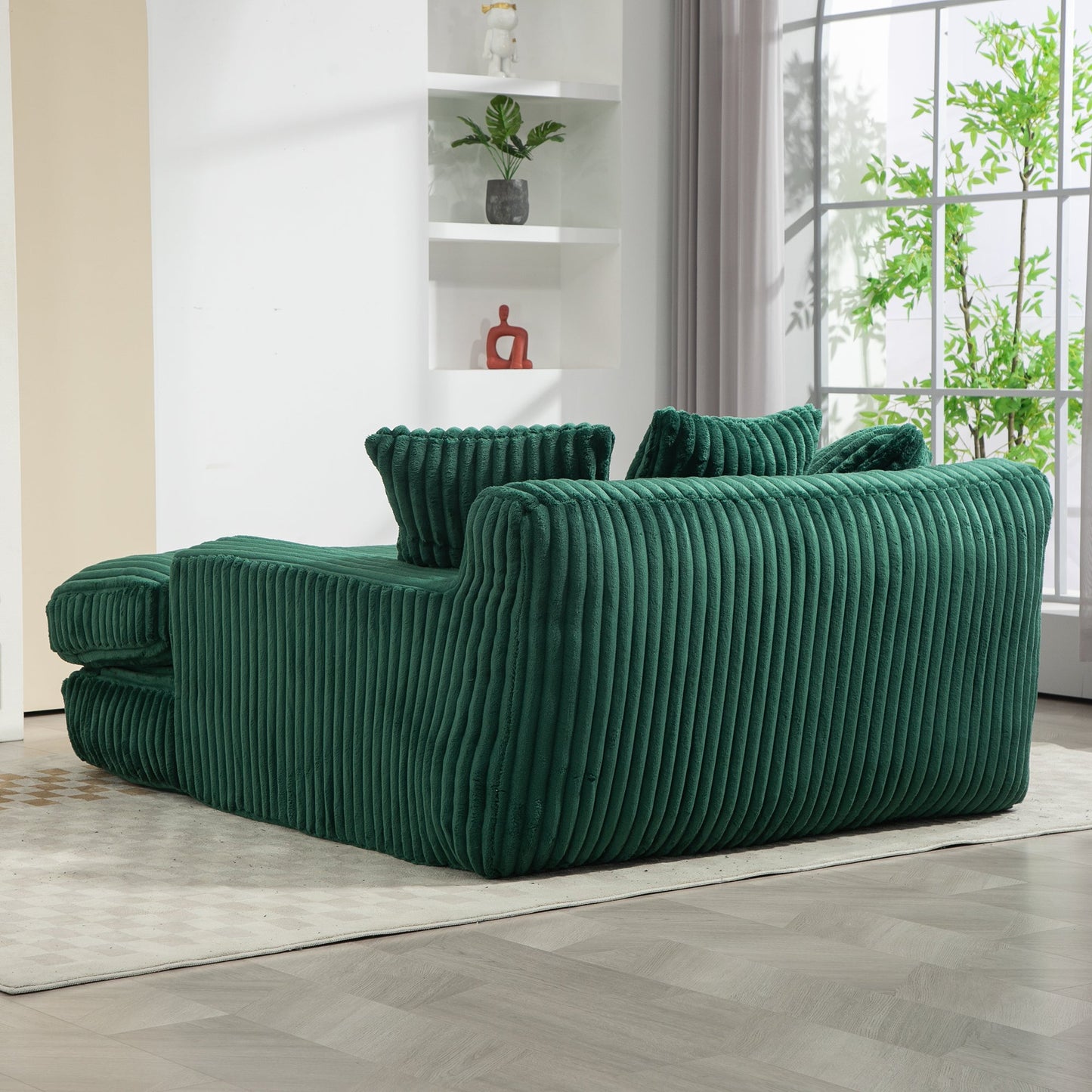 Corduroy lazy sofa With 3 back pillows,Comfy Sofa- Deep Seat Couch for