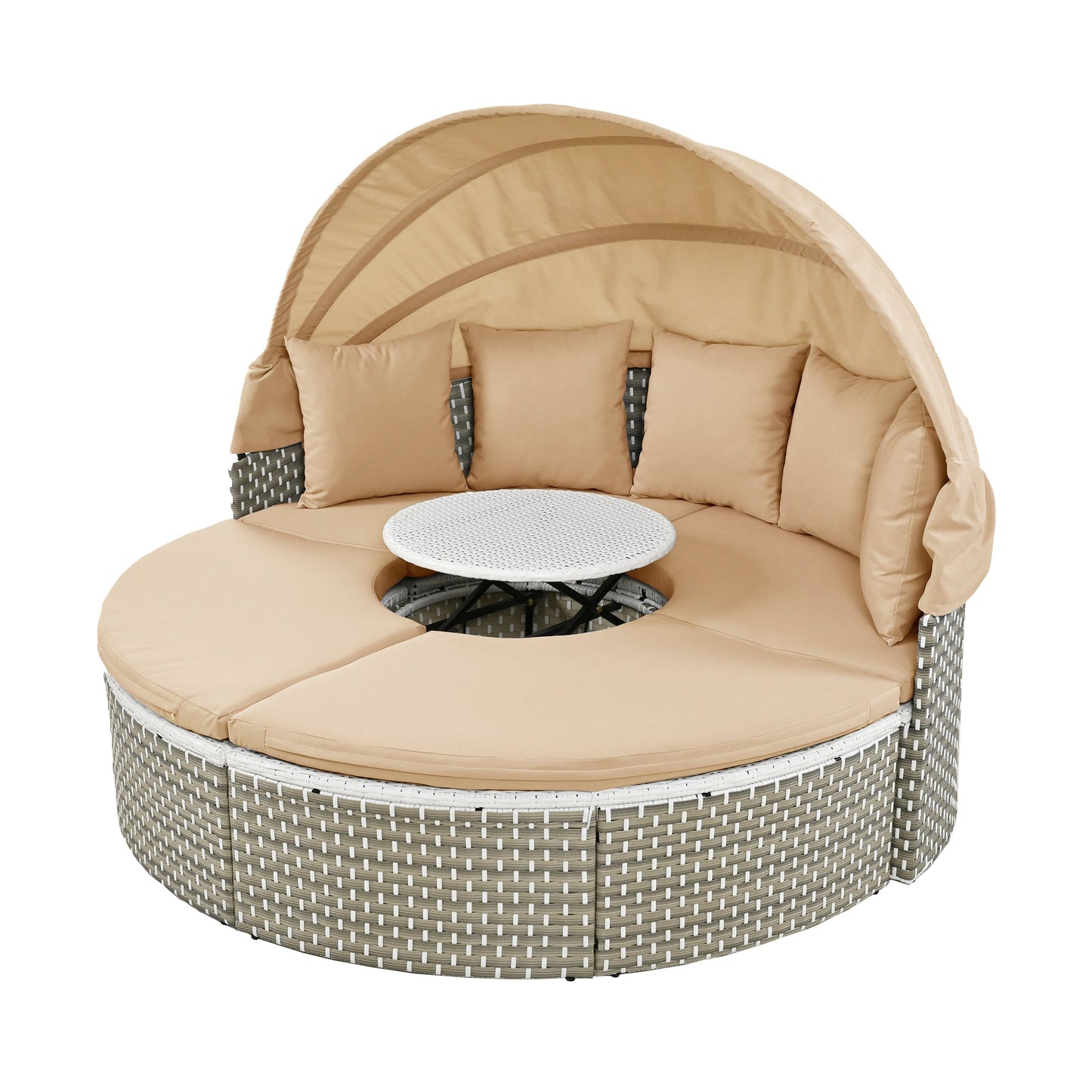 Patio Furniture Round Outdoor Sectional Sofa Set Rattan Daybed