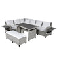 5-Piece Outdoor Patio Rattan Sofa Set, Sectional PE Wicker L-Shaped