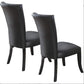 Black Faux Leather Upholstered Lines Back Set Of 2pc Chairs Dining
