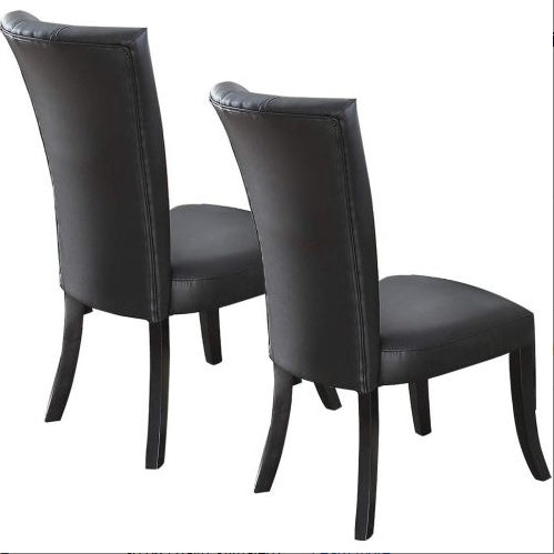 Black Faux Leather Upholstered Lines Back Set Of 2pc Chairs Dining