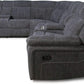 Modern Sectional Sofa Manual Recliner, Grey Fabric