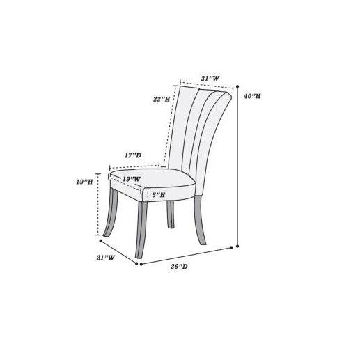 Black Faux Leather Upholstered Lines Back Set Of 2pc Chairs Dining