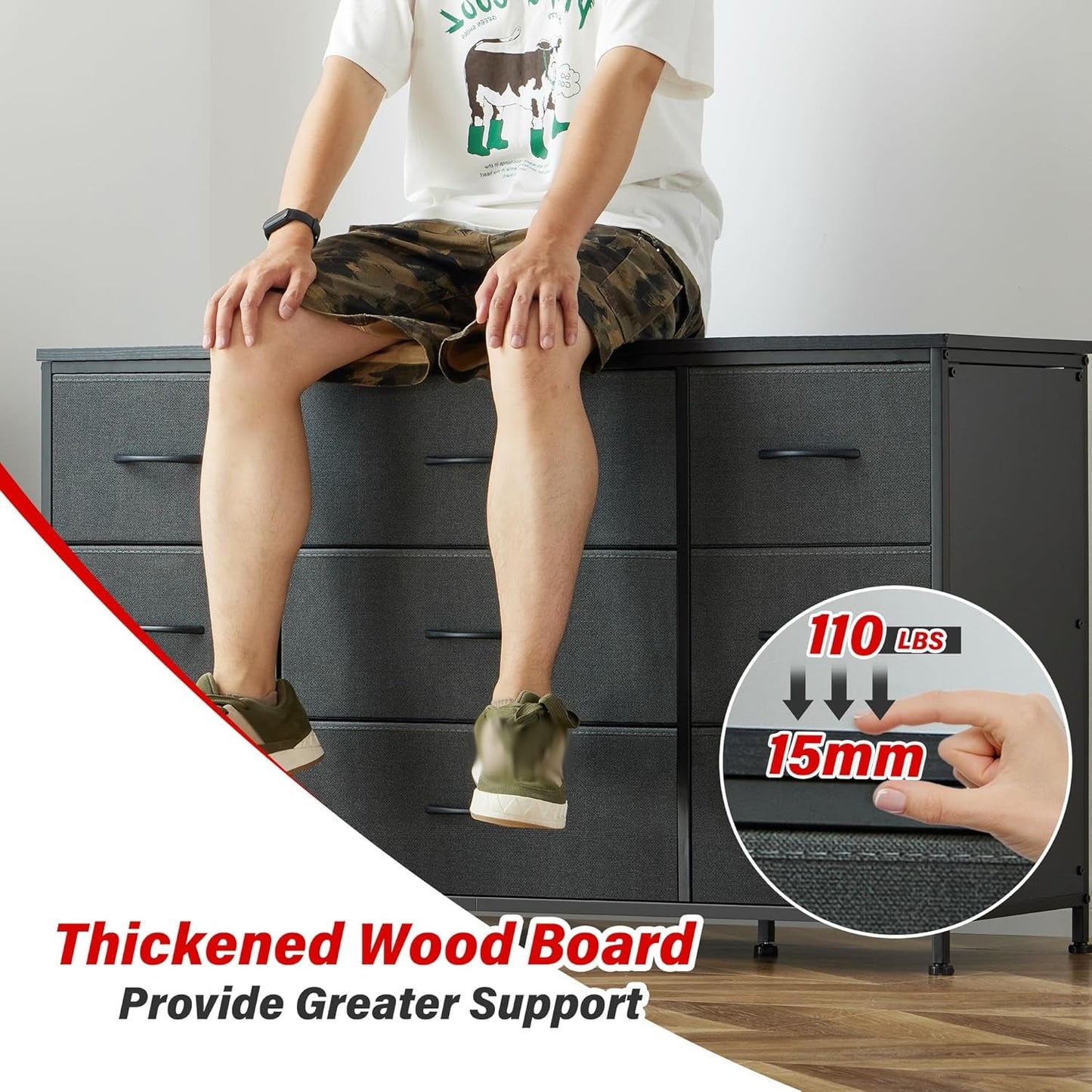 Dresser, Dresser for Bedroom with 9 Drawers, Wide Dresser TV Stand for