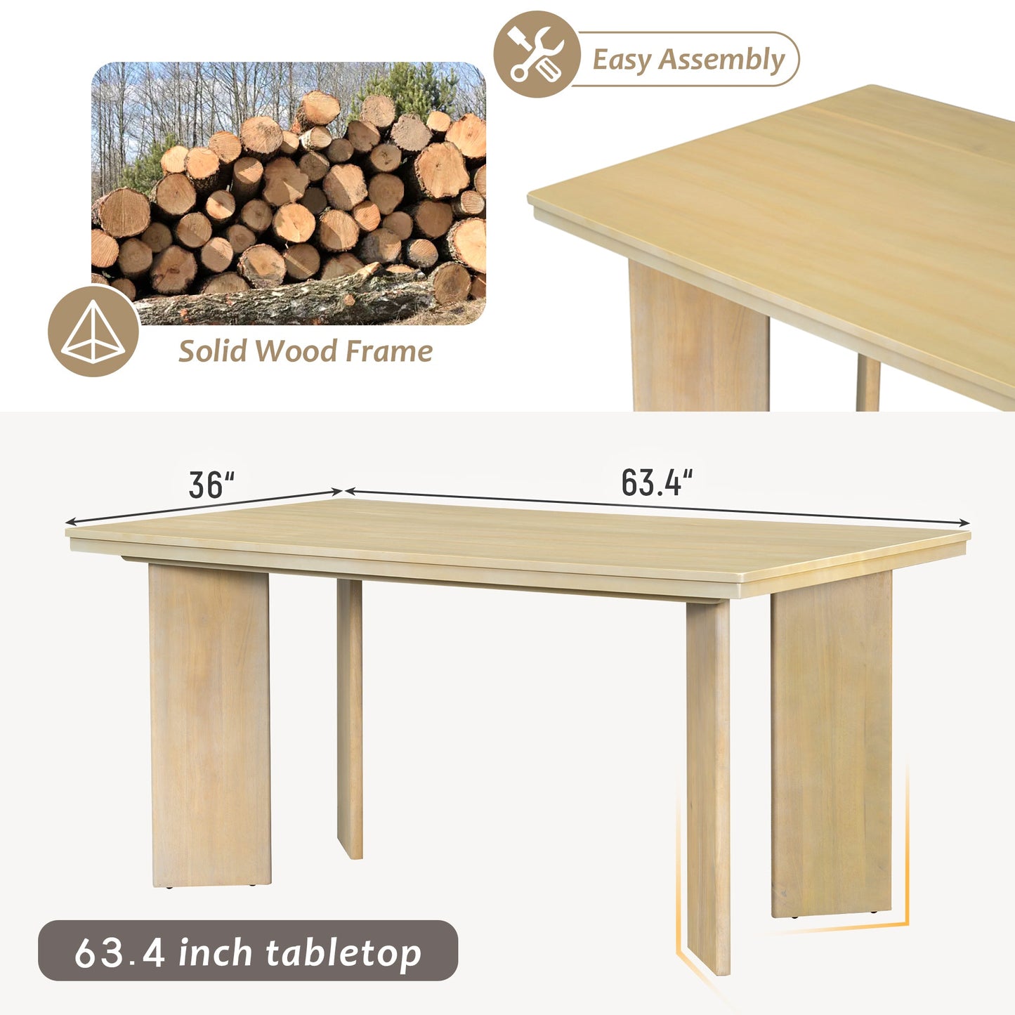Modern 7-Piece Dining Table Set with 6 Upholstered Dining Chairs,