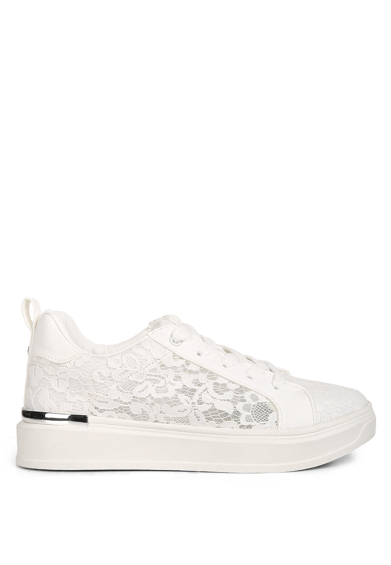 Flakes Lace Detail Low Platform Sneakers