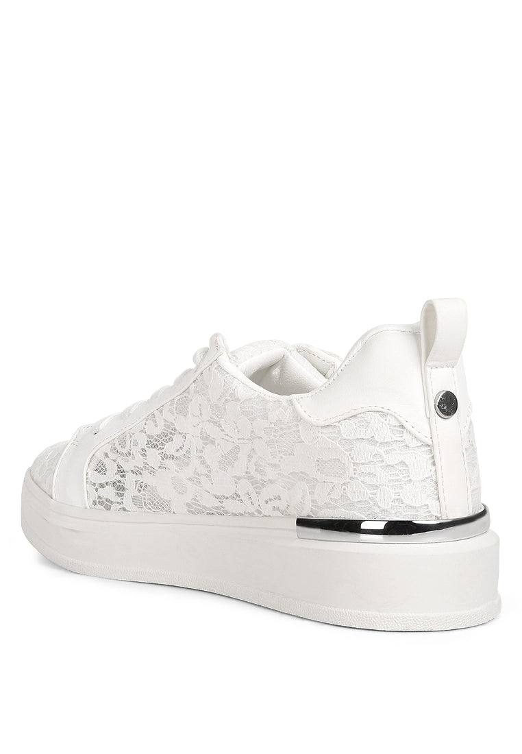 Flakes Lace Detail Low Platform Sneakers