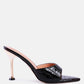 French Cut Croc Texture Patent Faux Leather Sandals