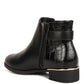 Frothy Buckled Ankle Boots With Croc Detail