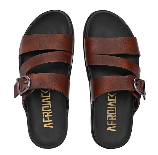 AFROJACK Men's Sandals Casual Sandal/Slippers For Men With PU Upper |