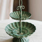 Green Iron Two Tier Small Decorative Tray