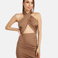 Halter Asymmetrical Ruched Dress