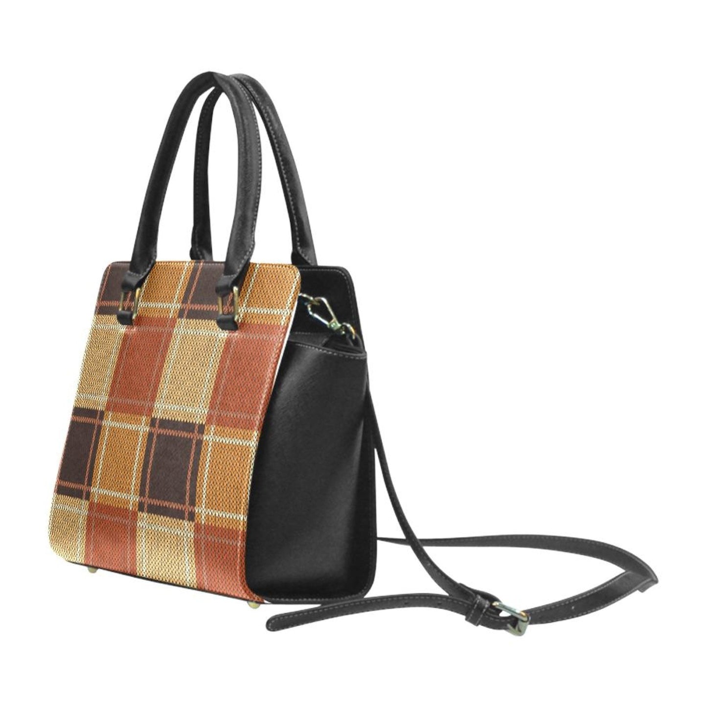 Handbags, Brown Checker Rivet Style Top-handle Bag