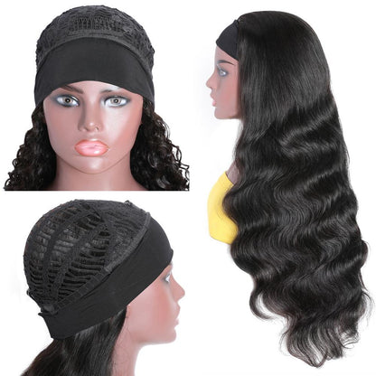 Headband Human Hair Scarf Wig Body Wave No GLUE Easy Wear for Women 18