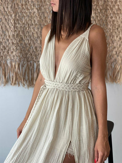 Black Organic Cotton Breathable Summer Maxi Dress