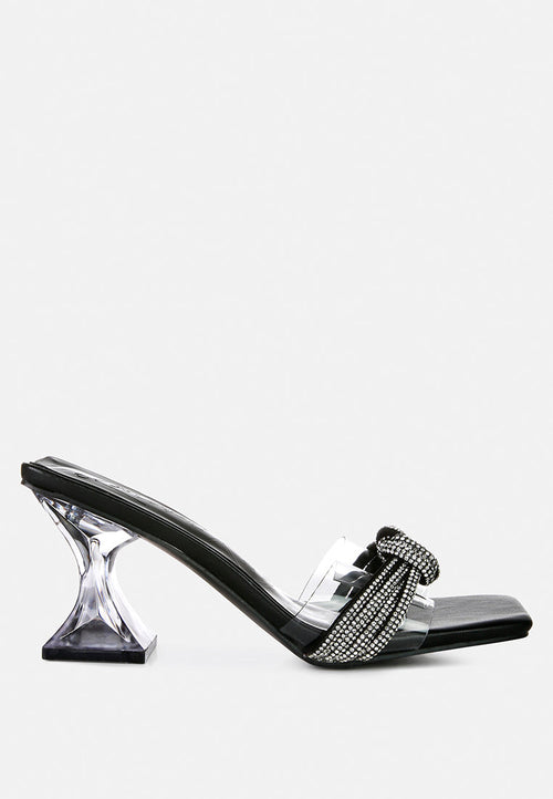 Hiorda Rhinestone Knotted Spool Heel Sandals