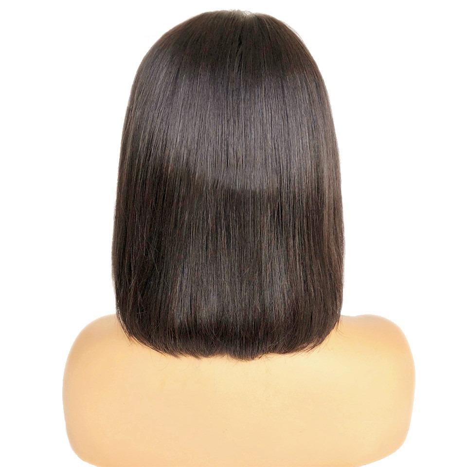 Straight Bob Human Hair Wigs with Bangs for Black Women Brazilian Full - Walbiz.com