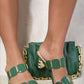 Square Stud Two Strap Block High Heels