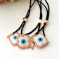 Greek Evil Eye Bracelet, Rose Gold Bracelet Set, Hamsa Clover Charm