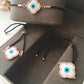 Greek Evil Eye Bracelet, Rose Gold Bracelet Set, Hamsa Clover Charm