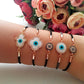 Greek Evil Eye Bracelet, Rose Gold Bracelet Set, Hamsa Clover Charm
