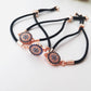 Greek Evil Eye Bracelet, Rose Gold Bracelet Set, Hamsa Clover Charm