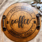 Wooden Tray, Coffee Bar Tray, Rustic Tray, Round Wood Tray With