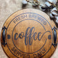 Wooden Tray, Coffee Bar Tray, Rustic Tray, Round Wood Tray With