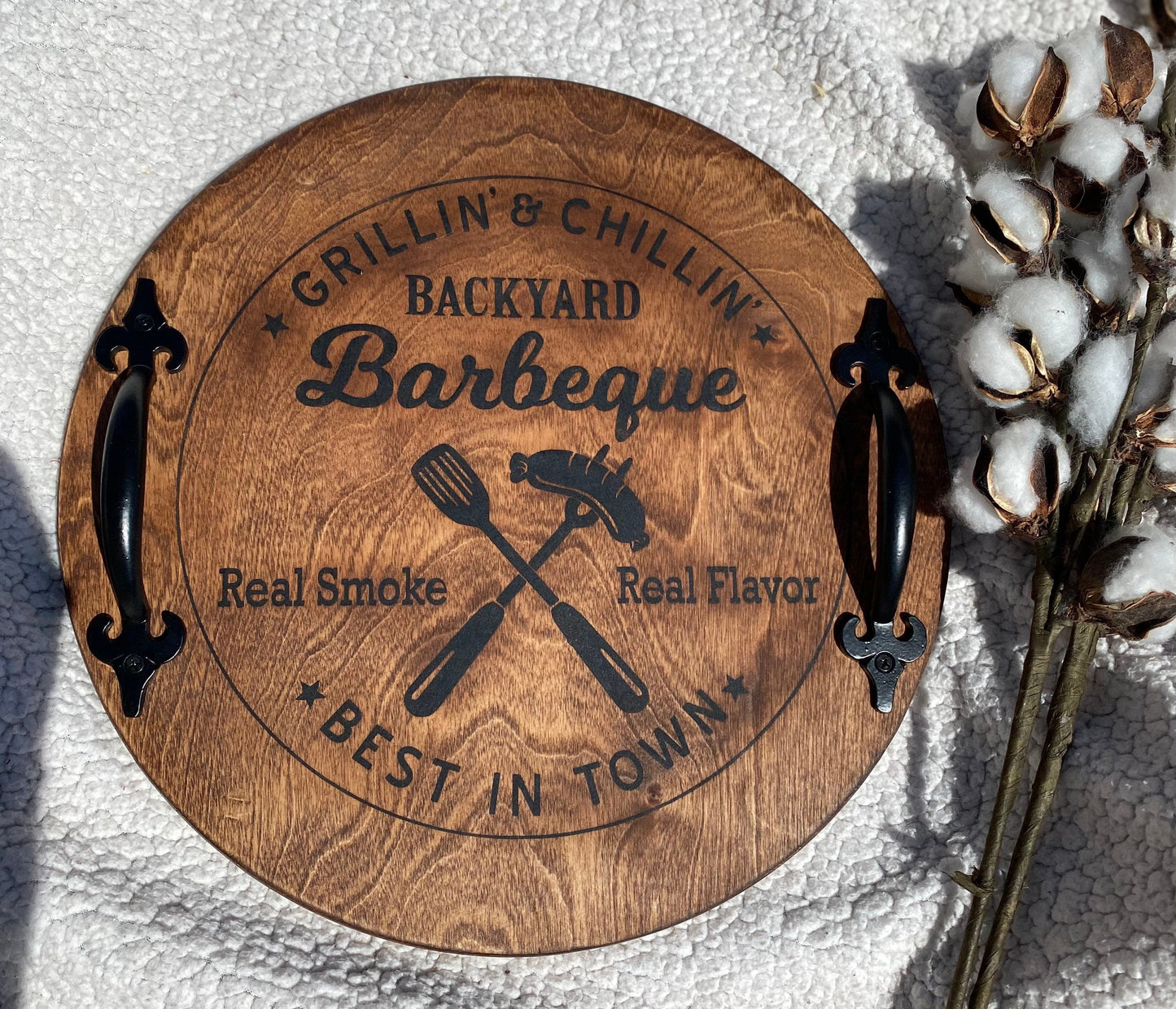 Backyard BBQ Wooden Serving Tray
