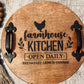 Rustic Round Wood Tray With Handles, Farmhouse Serving Tray, Rooster